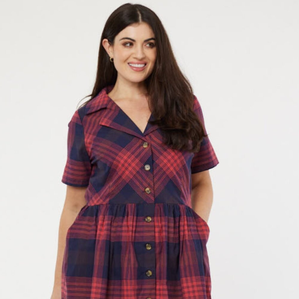 Pepita Check Shirt Dress - Joanie Clothing